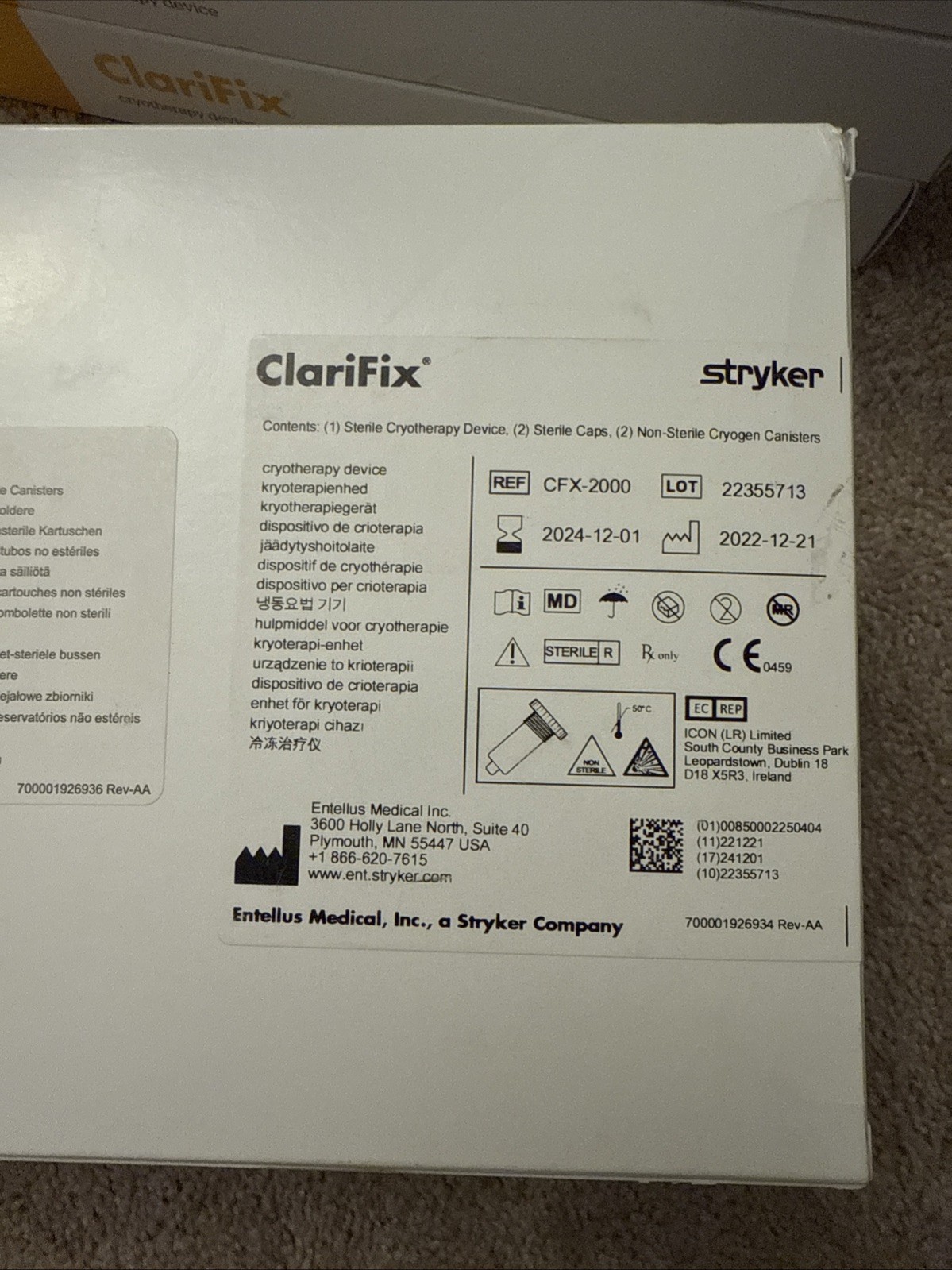 Stryker Clarifix Sterile Cryotherapy Device Price Per Item