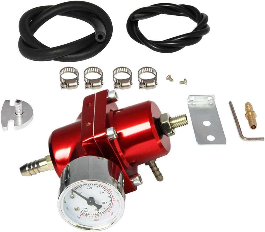 Regulador De Presion Gasolina Universal Manguera Indicador 0-140 PSI Combustible
