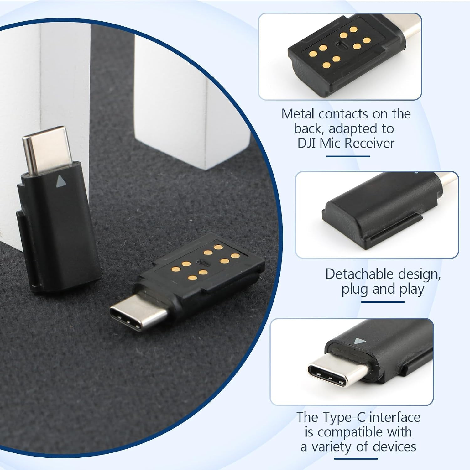 For DJI MIC Adapter Type-C Phone Wireless Microphone Receiver for Mic Type-C