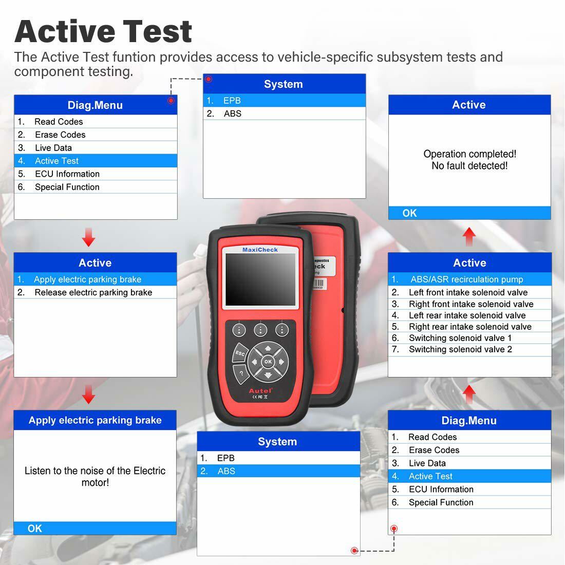 Autel MaxiCheck Pro Auto Bleed Tool for ABS Brake Bleeding, SRS, BMS, DPF, EPB