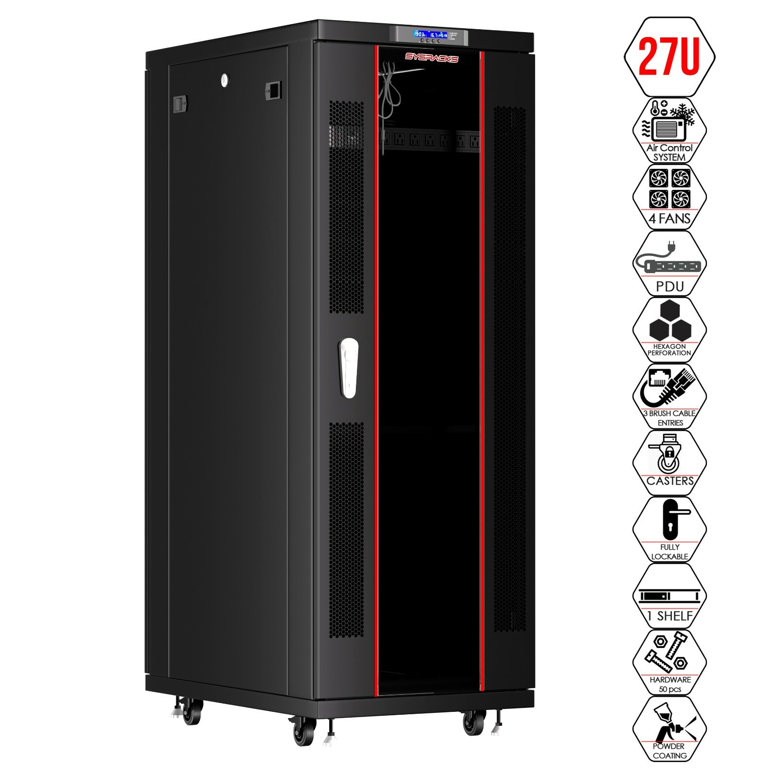 Server Rack 27U Network Cabinet 32" depth Data Server Cabinet - BONUS INCLUDED