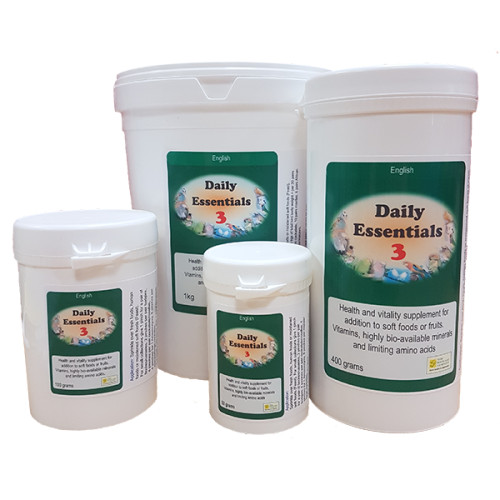 DAILY ESSENTIALS 3 FOR CAGE/AVIARY BIRDS 100G BY THE BIRDCARE COMPANY