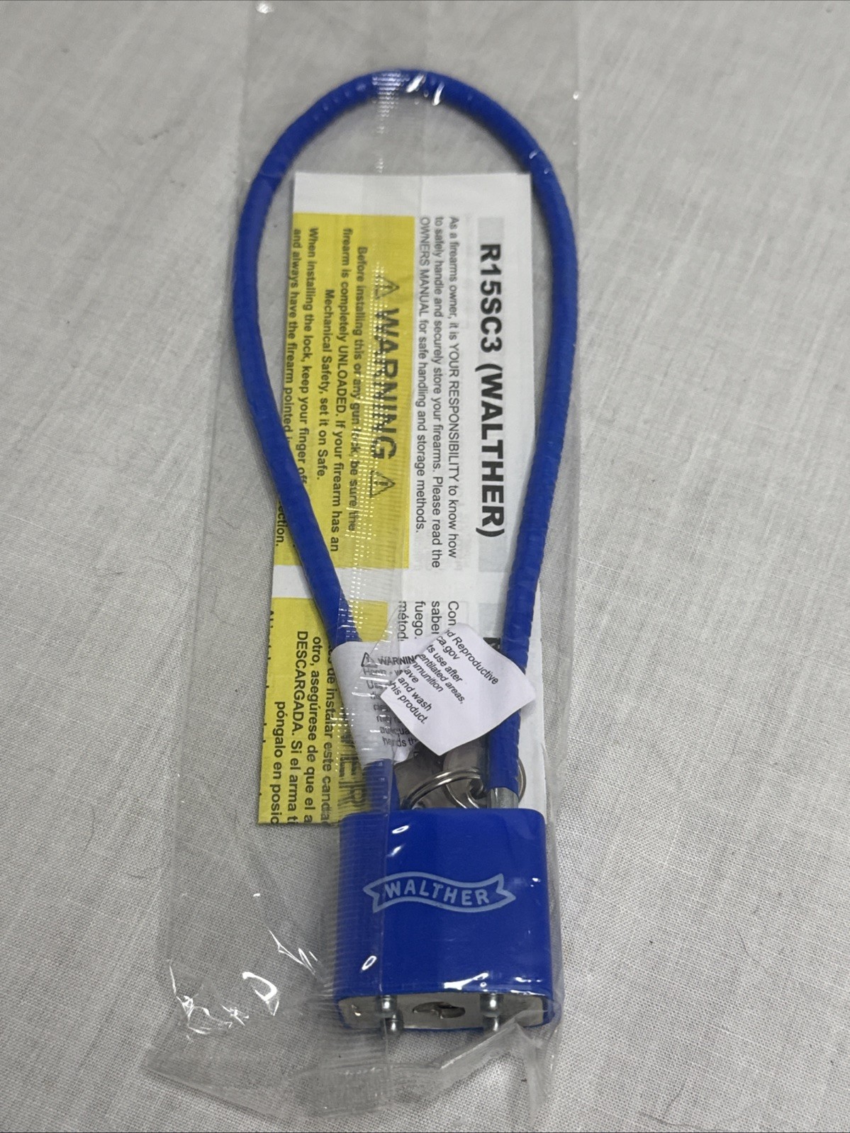 Walther Orginal R15SC3 Pistol Gun Cable Lock New Sealed With 2 Keys