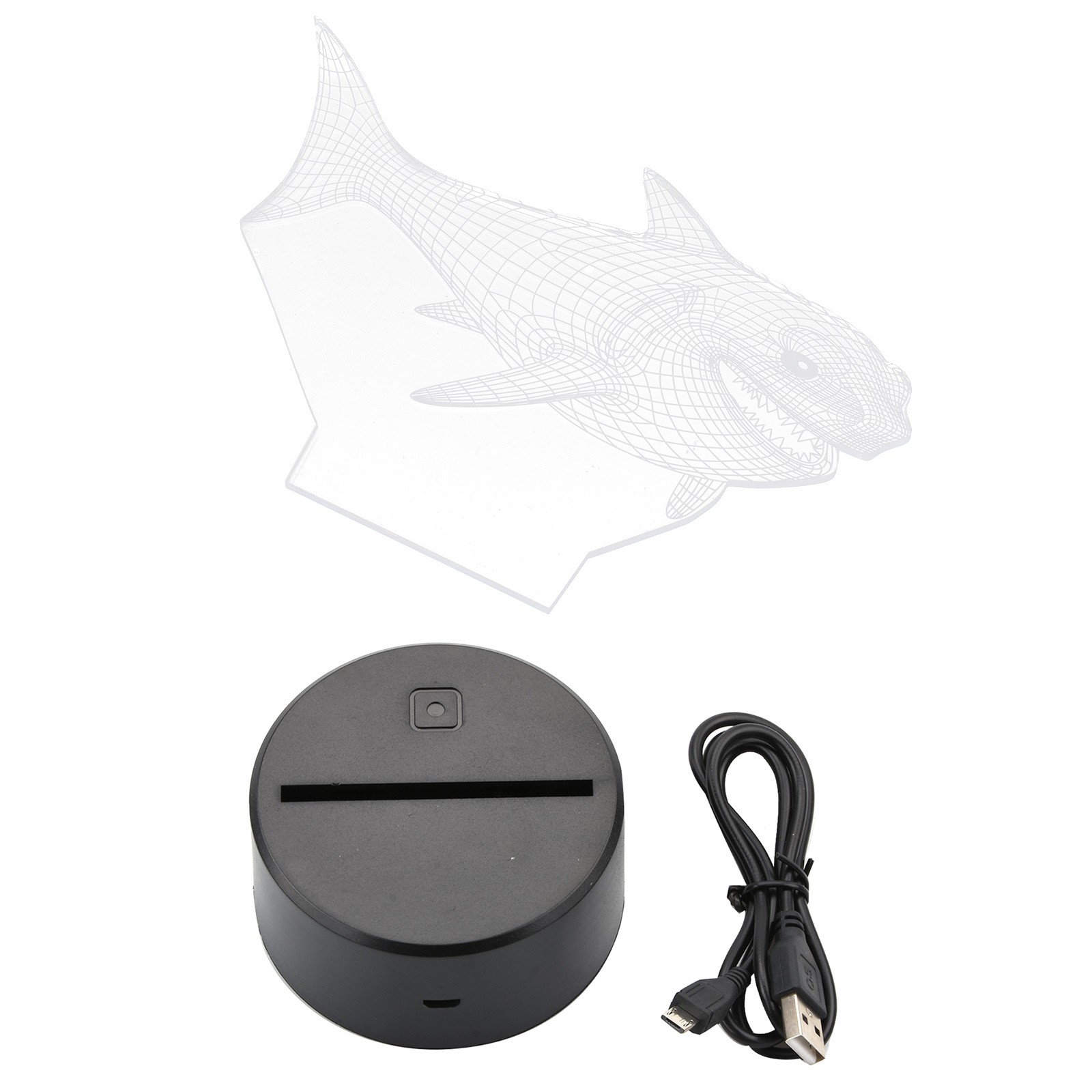 3D Shark 7 Color Changing Night Light Optical Illusion Mood Lamp Nursery Decor D
