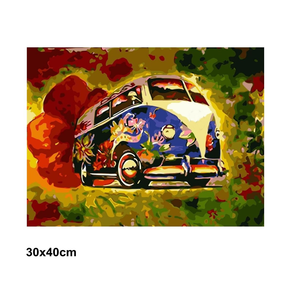 5D Diamond Art Painting Craft Kit 30x40 Canvas Full Drill: HIPPIE BUS
