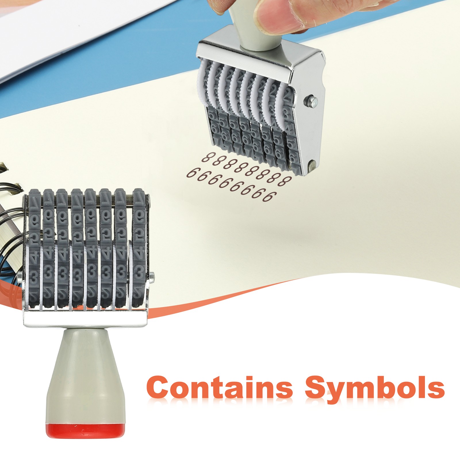 8 Digit Number Roller Stamp, 2Pcs Adjustable Rubber Stamp Symbol Office Date