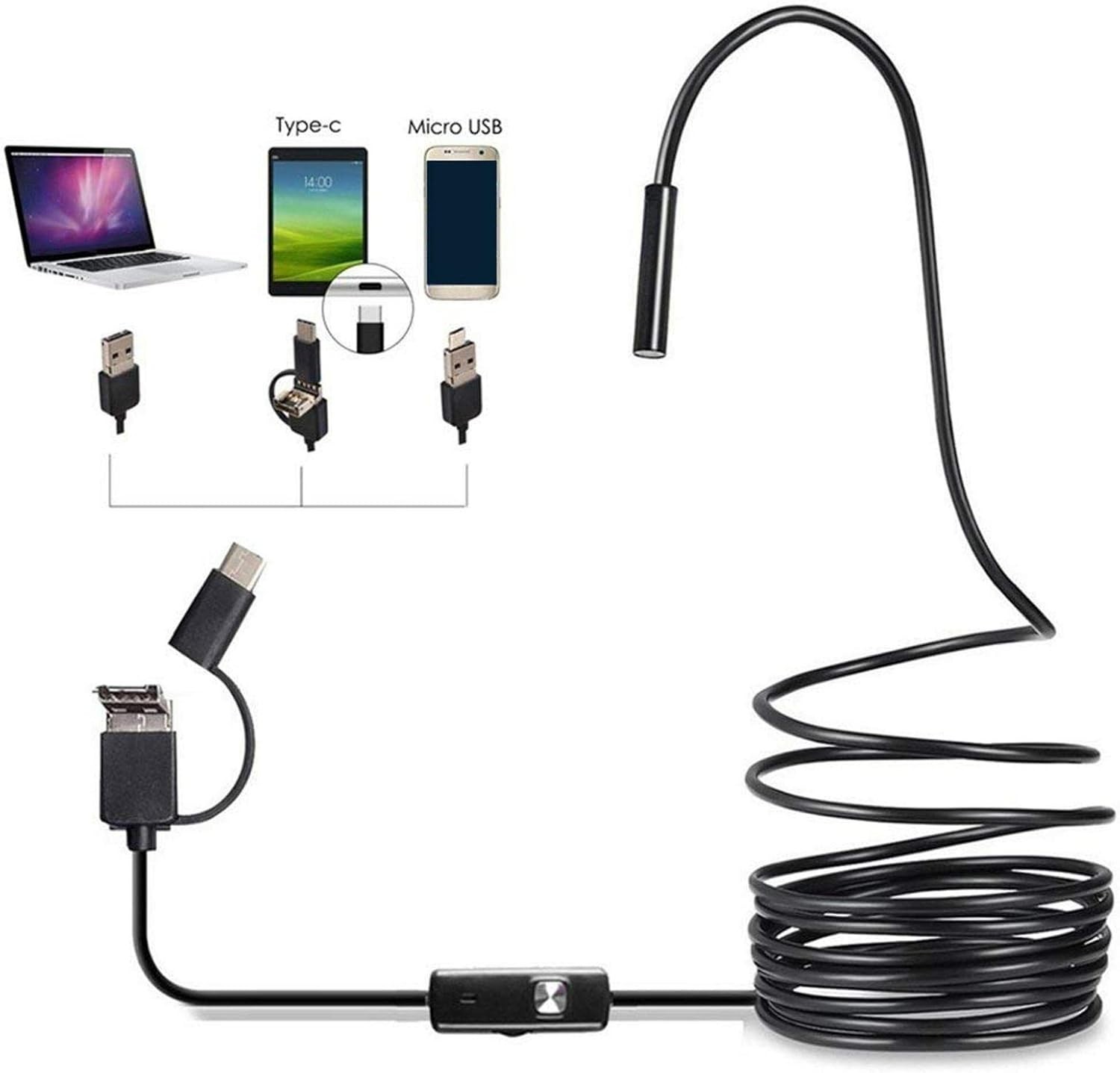 3 in 1 Endoscope Inspection Camera Borescope HD Camera Waterproof Snake Pipe ...