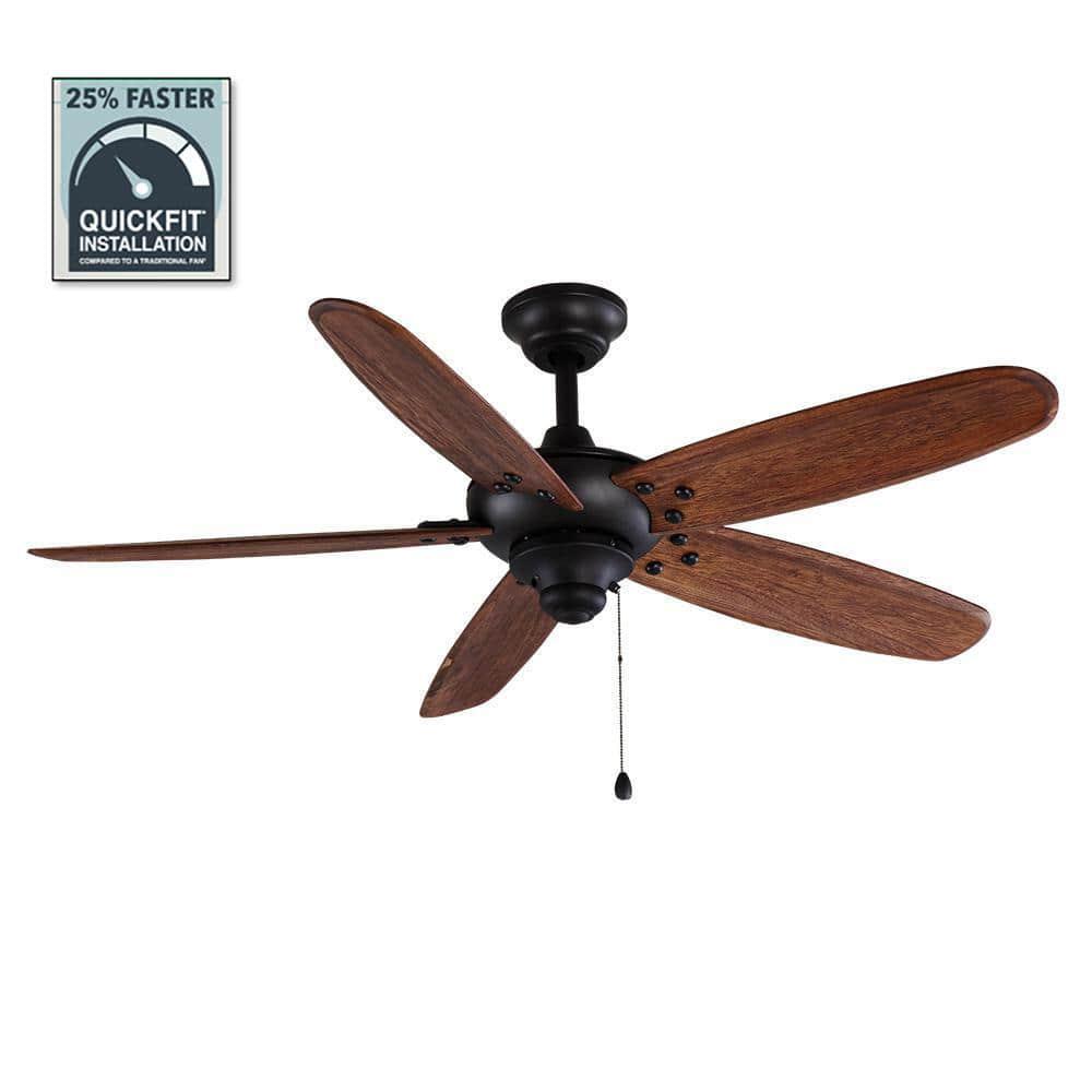 Altura 48 in. Indoor/Outdoor Matte Black Ceiling Fan with Downrod and Reversible