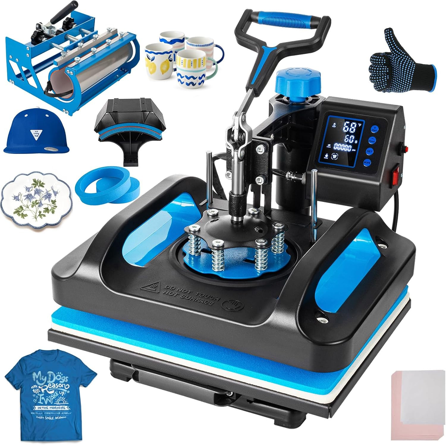 Leomru 5-in-1 Heat Press Machine for T-Shirts, Mugs, and Caps 12x15 Inch