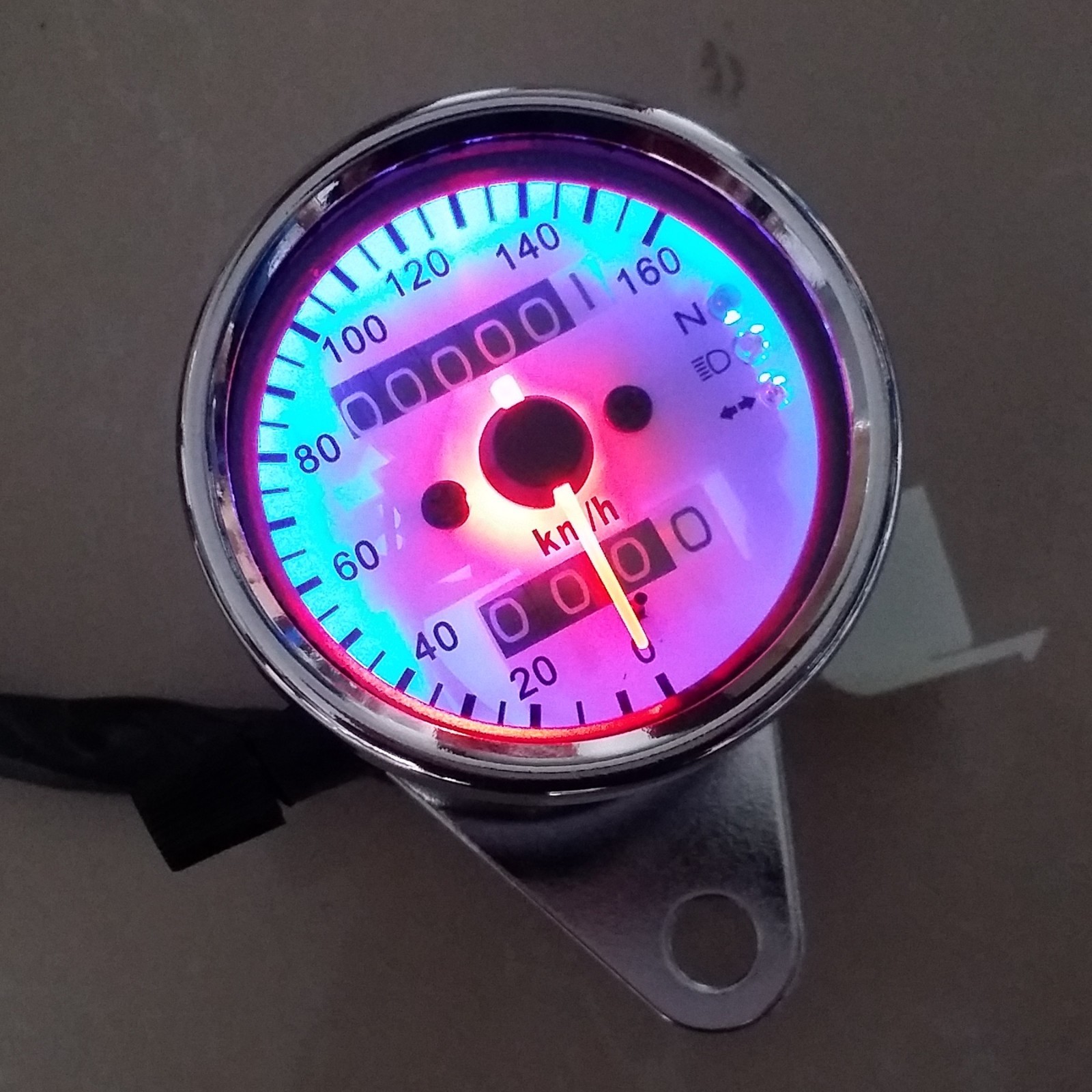 LED Backlight Signal Universal Motorcycle Odometer KMH Speedometer Gauge Cafe CB