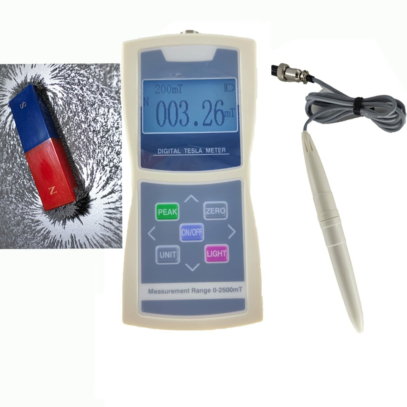 Digital Tesla Meter Gauss Meter Teslameter Fluxmeter With Radial Hall Probe