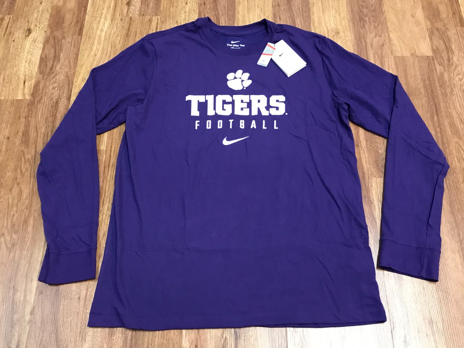MENS L - NEW Nike NCAA Clemson Tigers Football Dri-FIT Long Sleeve T-Shirt​