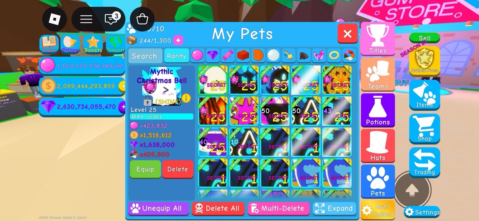 Bubble Gum Simulator | BGS | SECRET PETS HOLE INVENTORY