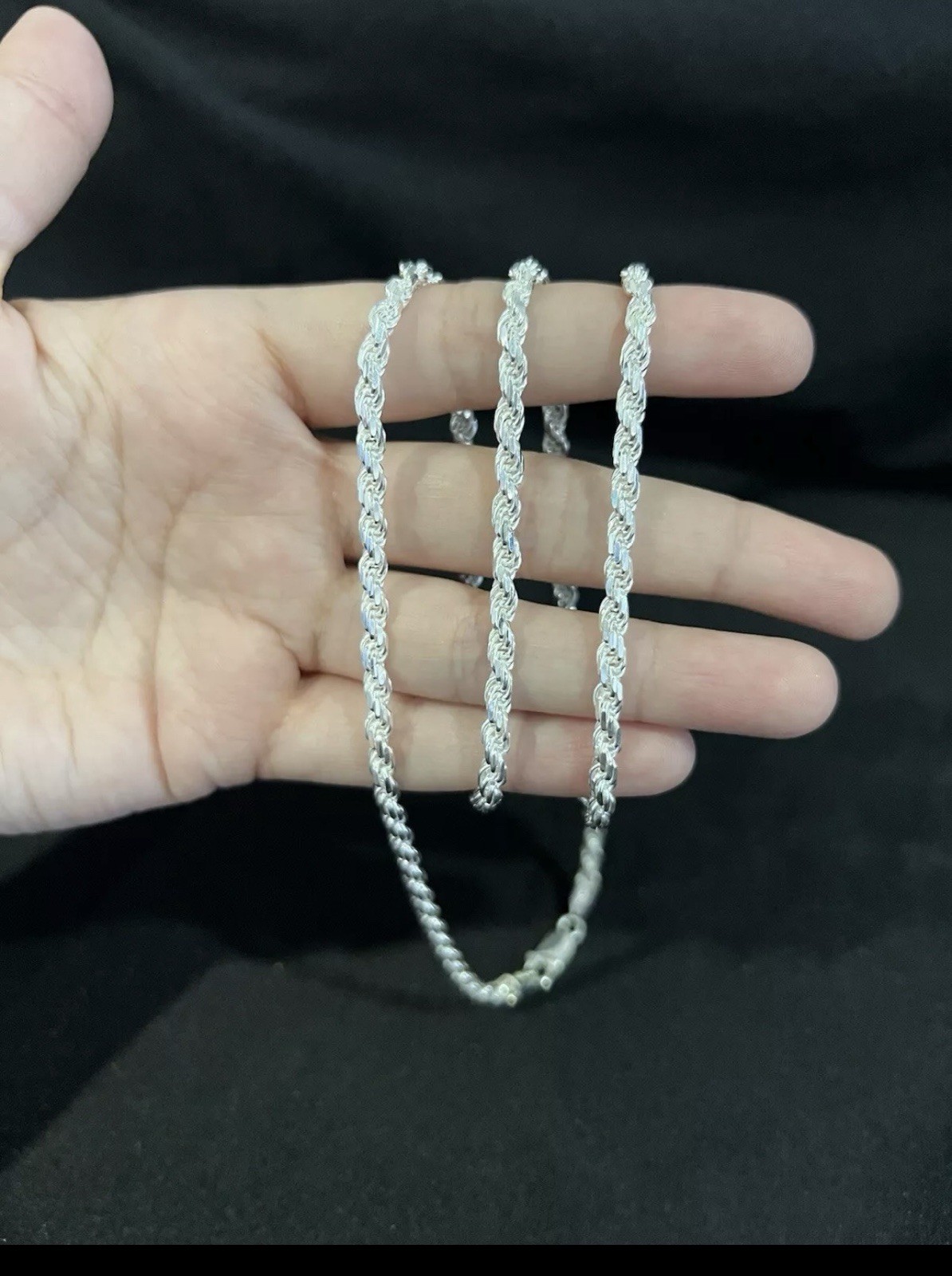 .925 Sterling Silver Mens Boys Womens Girls Twisted Rope Chain Necklace 30" LONG