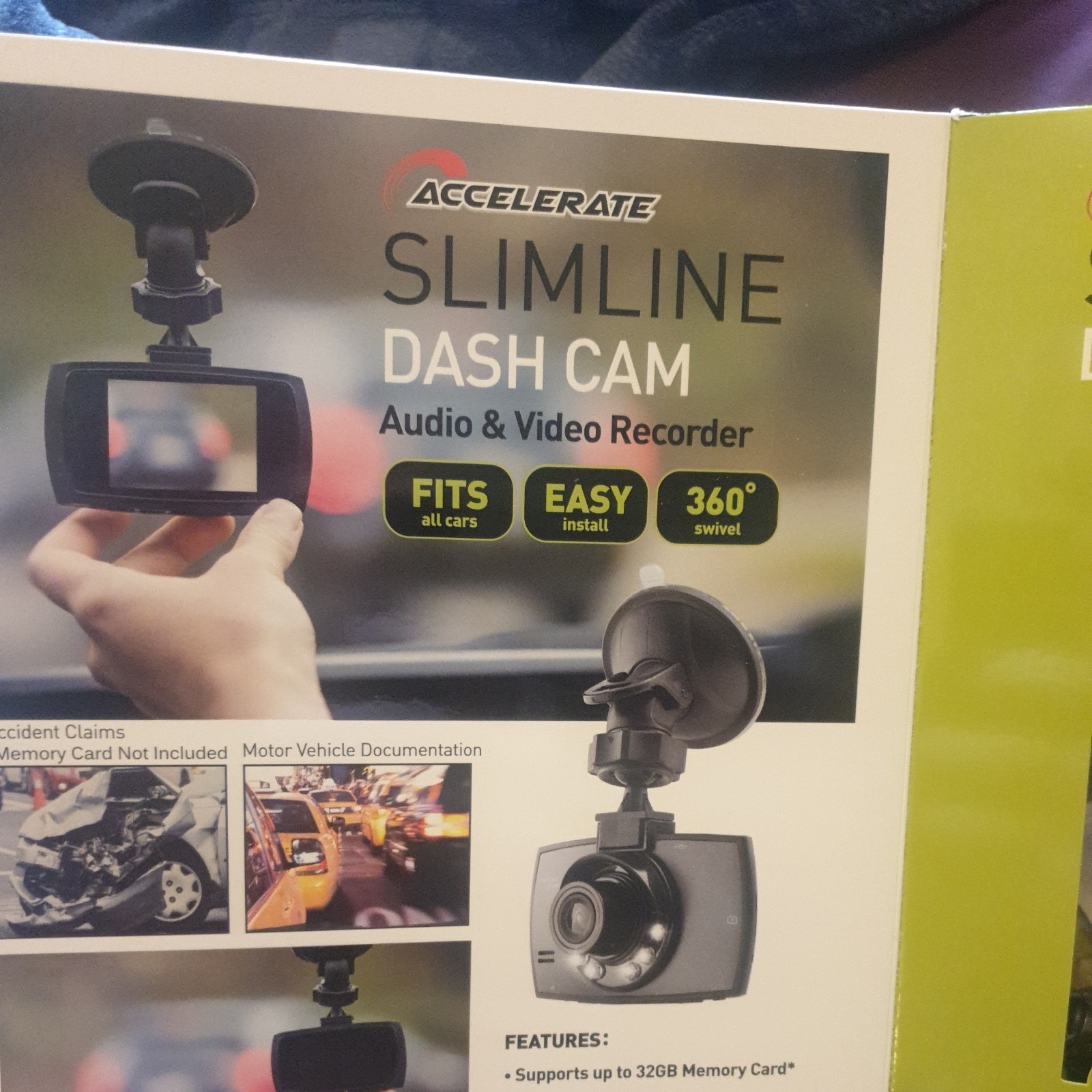 Accelerate Slimline Dash Camera Audio & Video Recorder with 32GB memory card