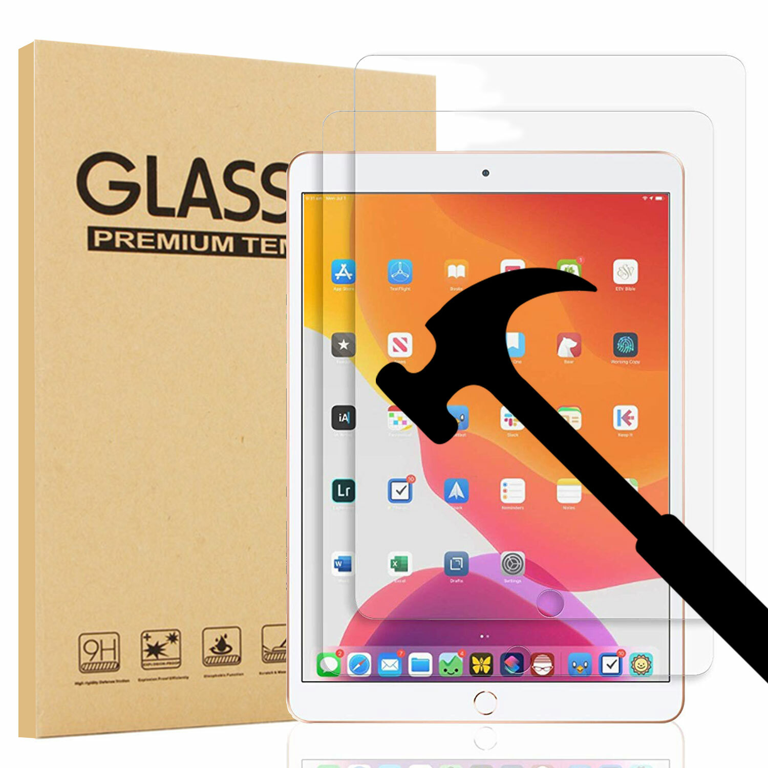 2 Pack Glass Screen Protector For iPad 9th/8th/7th Generation 10.2" 2021/2020