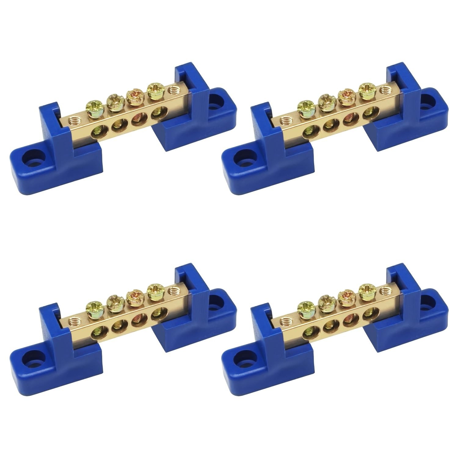4PCS Grounding Bus Bar 4 Positions Terminal Block Ground Bus Bar Brass Wire S...