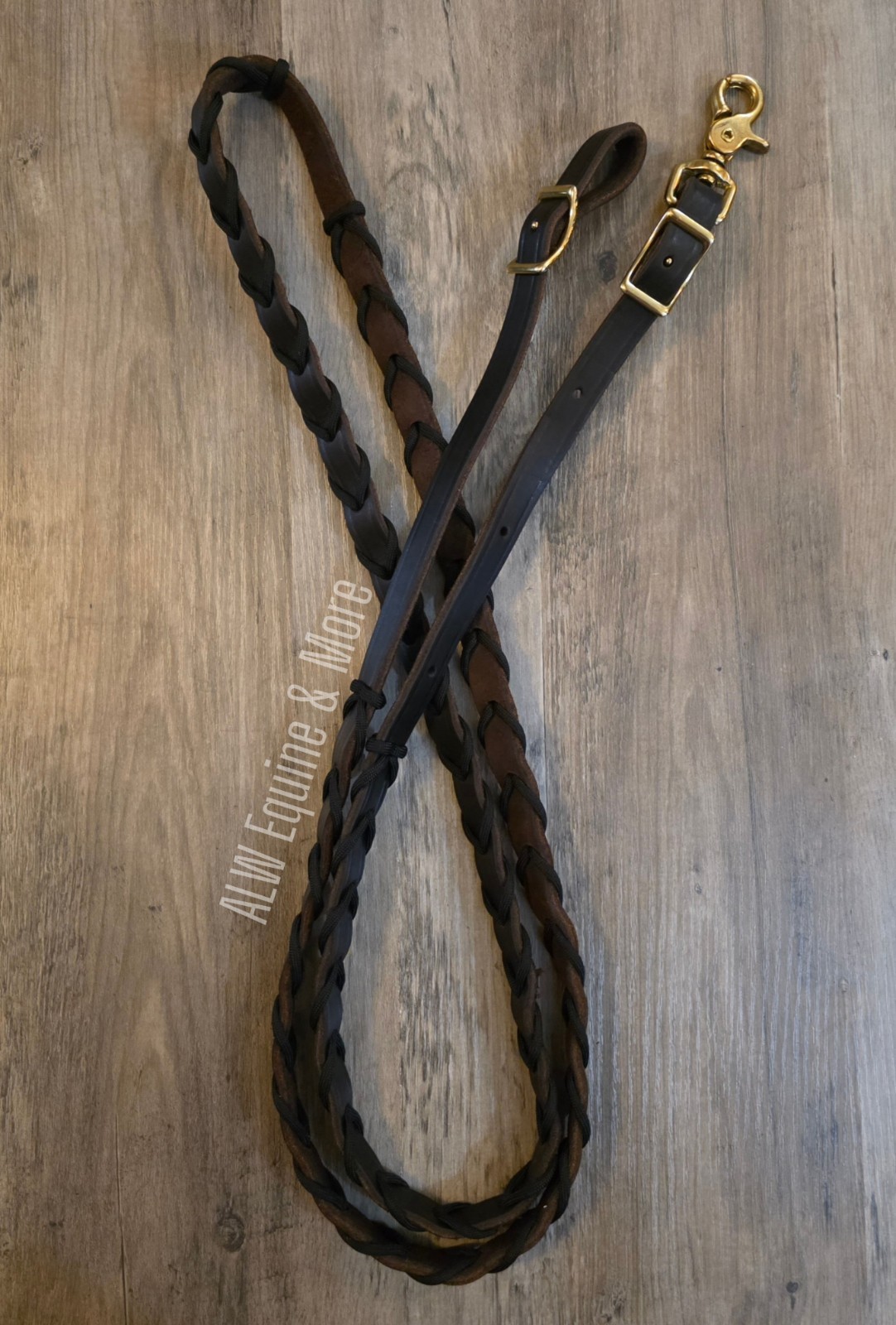 BRAND NEW Black Paracord Laced Leather Barrel Reins By ALW Equine