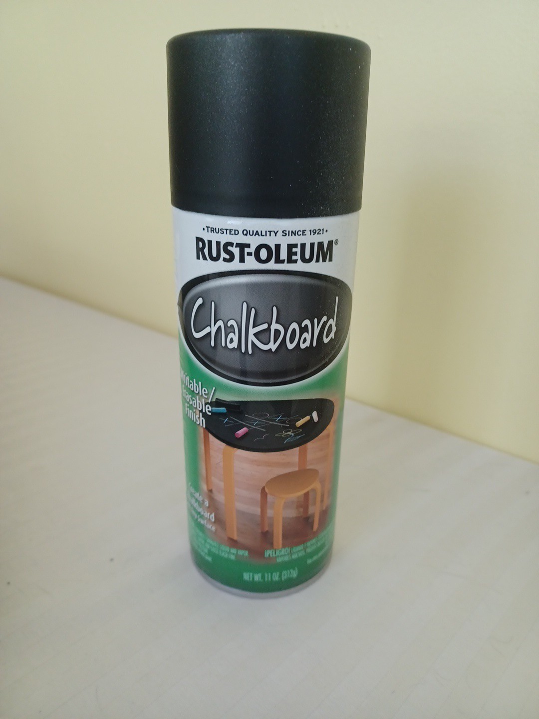 Rust-Oleum Chalkboard Flat Black spray paint writable-erasable discontinued