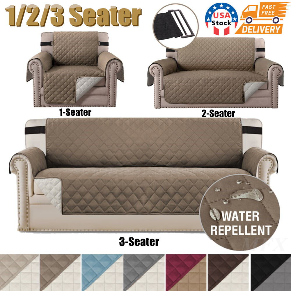 Quilted Sofa Cover Water Resistant Furniture Pet Protector Throw Sofa Slip Cover