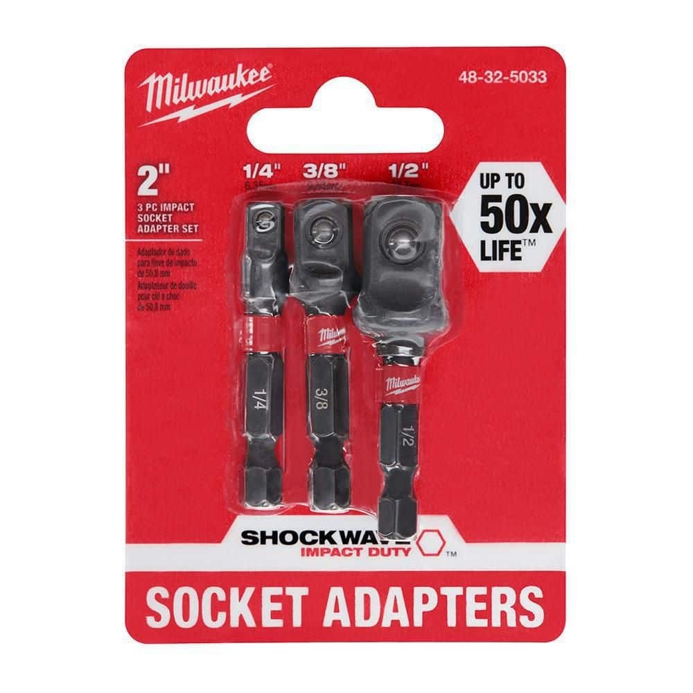 SHOCKWAVE Socket Adapter Set 3PC 1/4 Hex Impact Driver