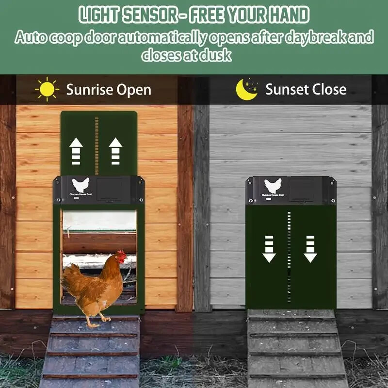Automatic Chicken Coop Door Opener | Light Sensor, Battery Powered, Waterproof