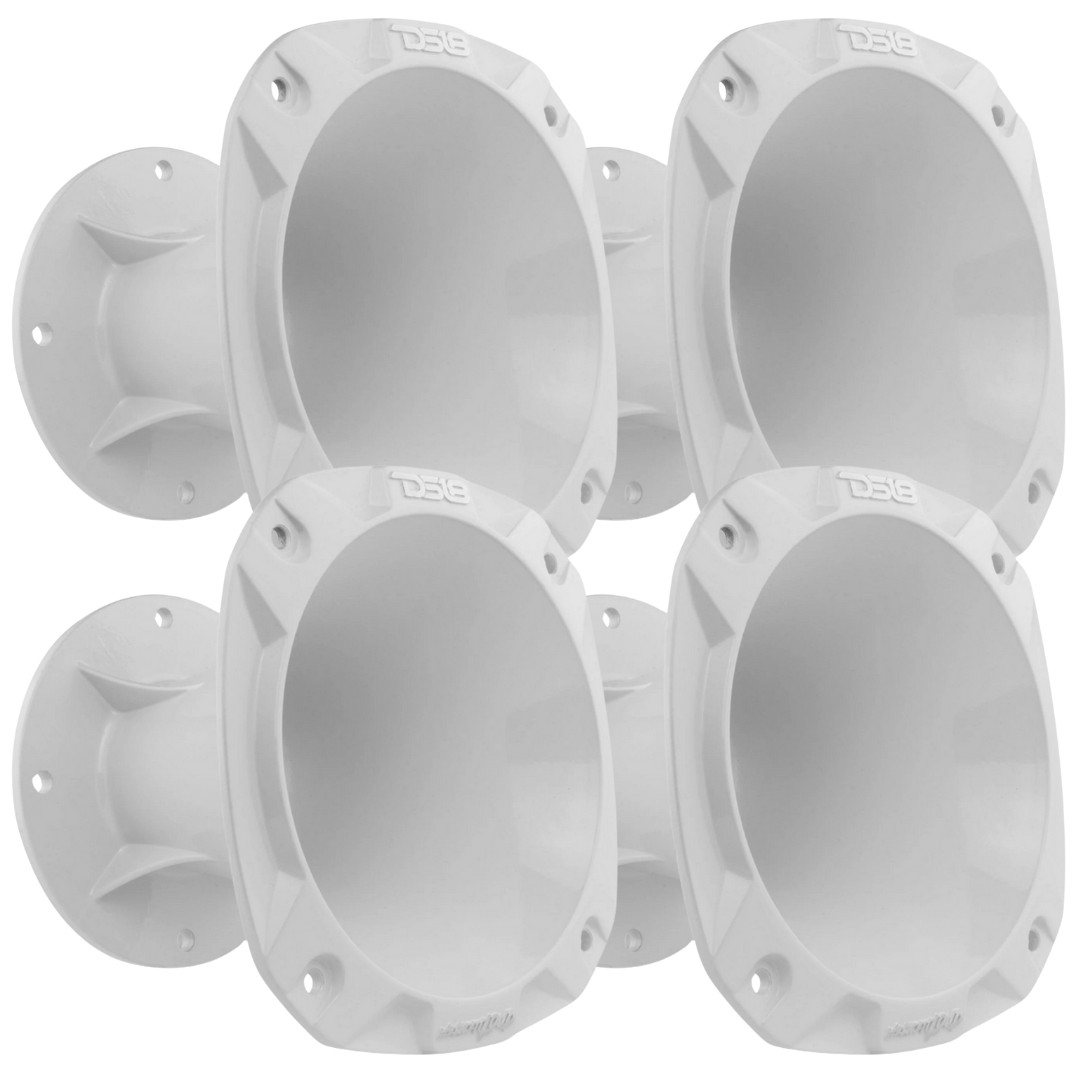4x DS18 PRO-HA102 White Bolt-on Aluminum Driver Horn with 2" Throat 4.8" Depth