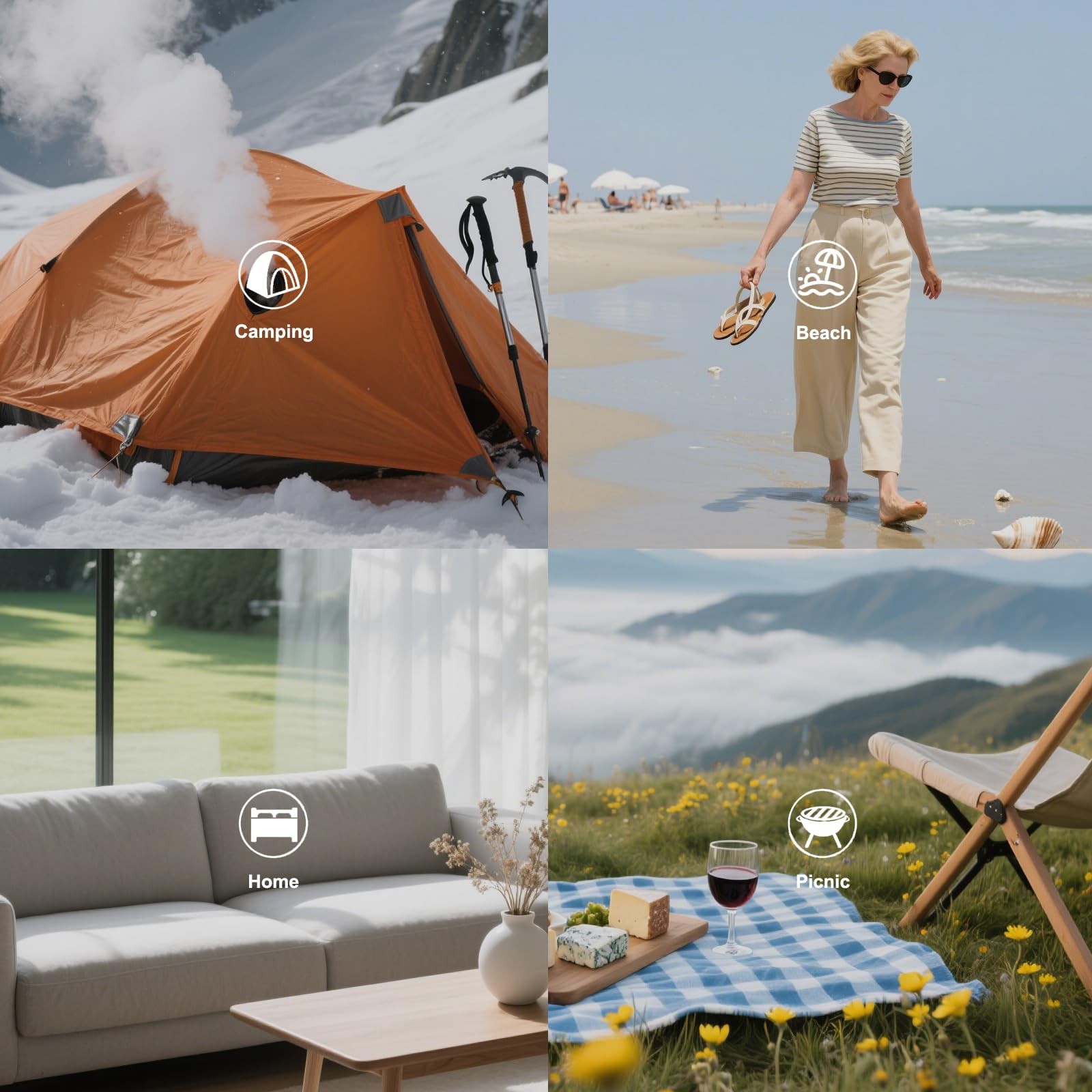 Folding Camping Cot Pad - Portable & Comfortable Outdoor Sleeping Mat with El...