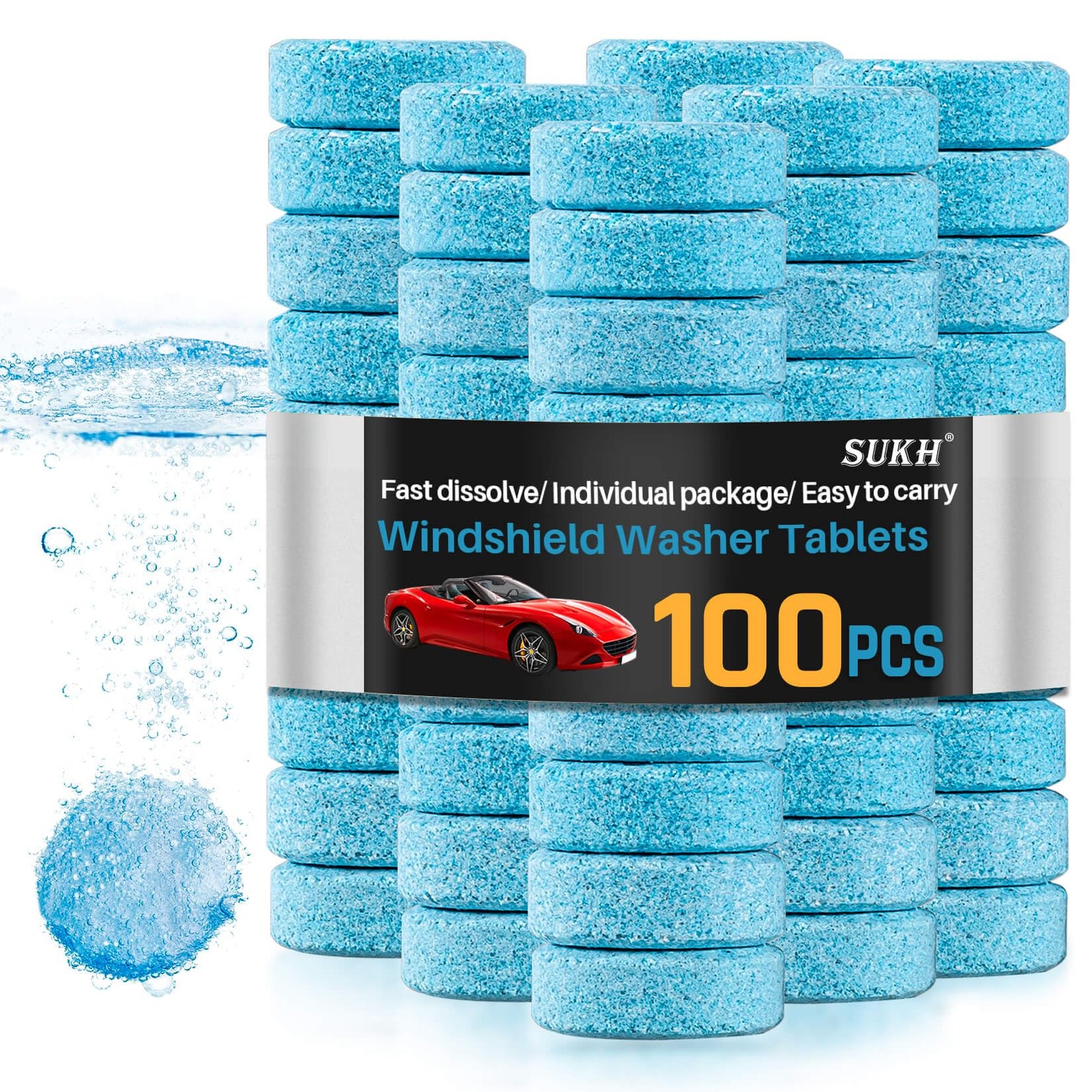 Sukh Car Windshield Washer Tablets Glass Cleaner Wiper Fluid Auto Cleaner