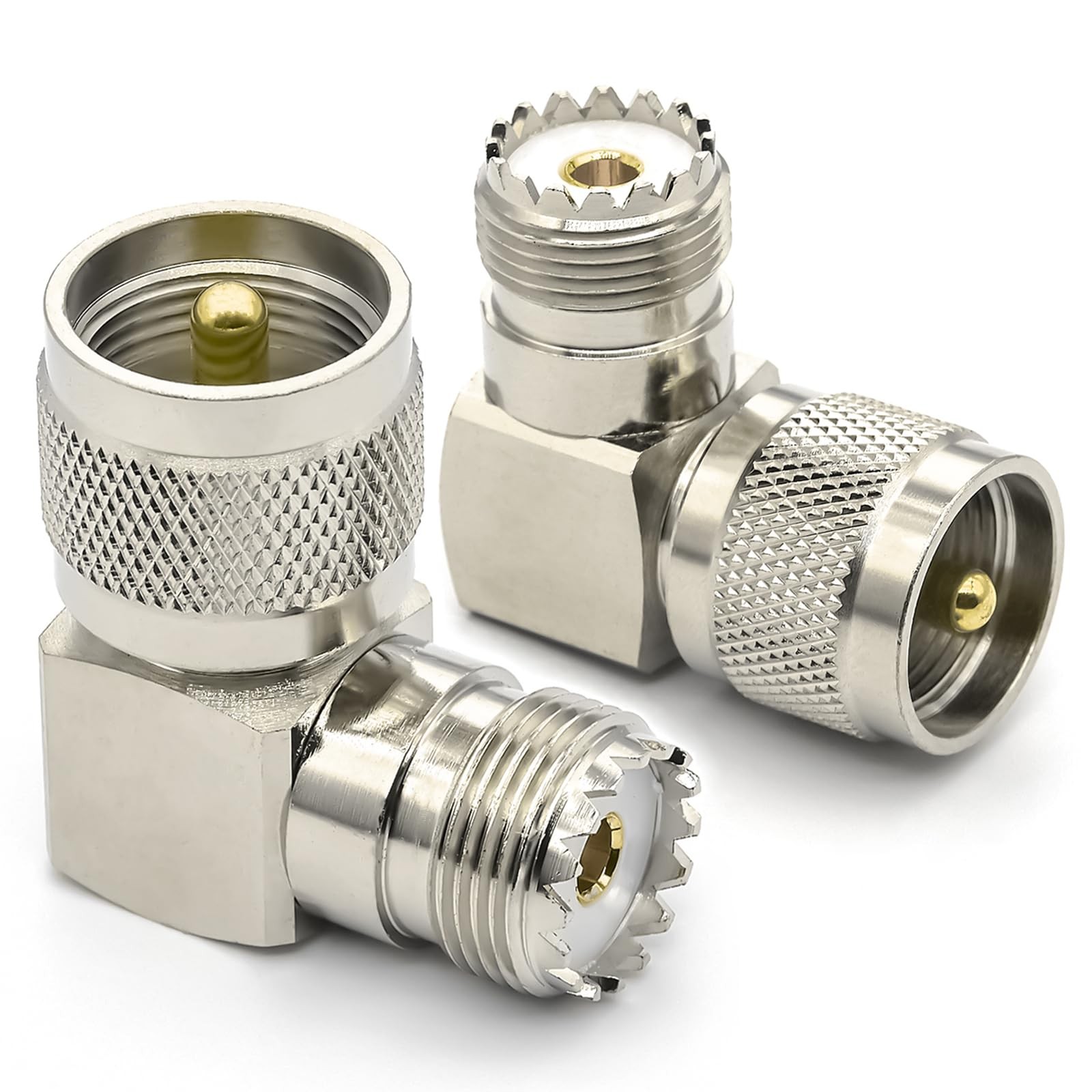 Ahoaepy 2PCS PL259 UHF 90 Degree Right Angle Coax Adapter, Male Silver