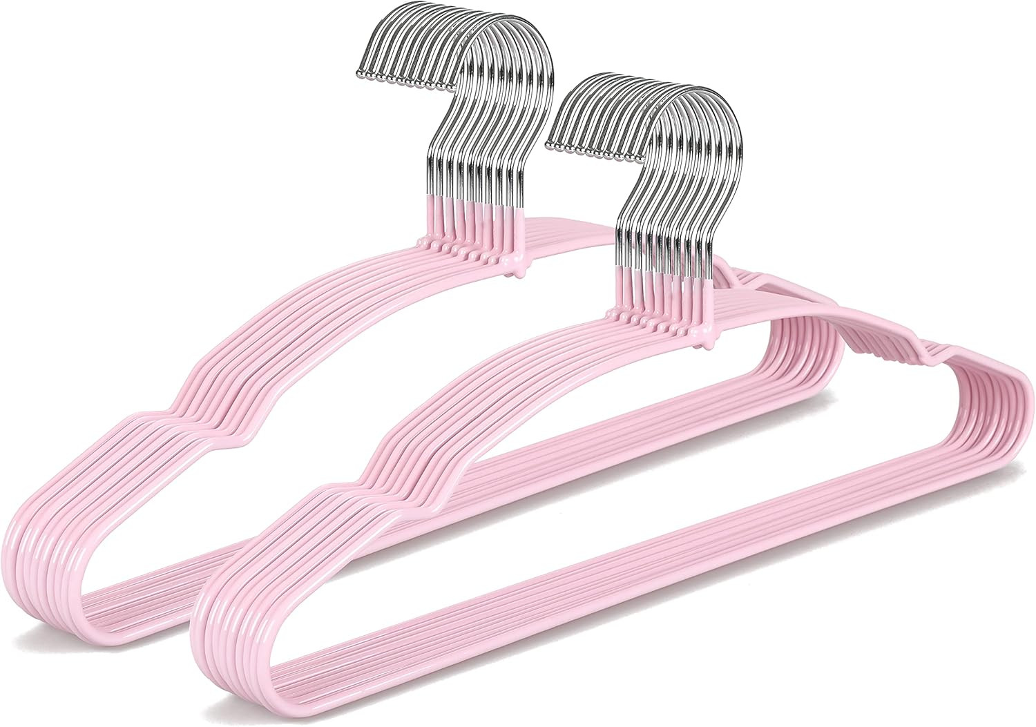 Non Slip Hanger 20 Pack, Metal Clothes Hangers Space Saving, Heavy Duty Rubber C