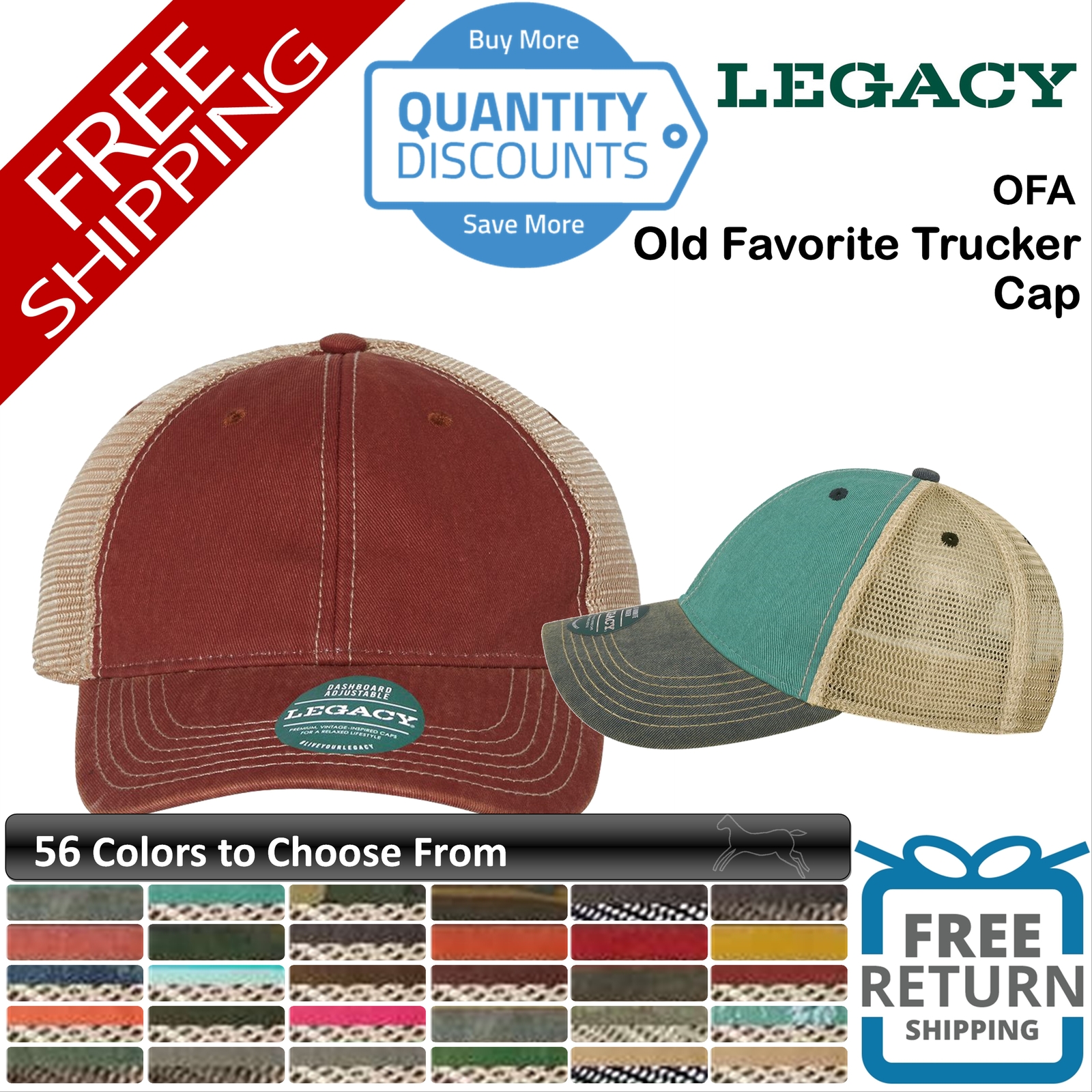 🔥 Legacy Men Old Favorite Trucker Cap Hat Low-profile Washed Cotton Blend Ofa