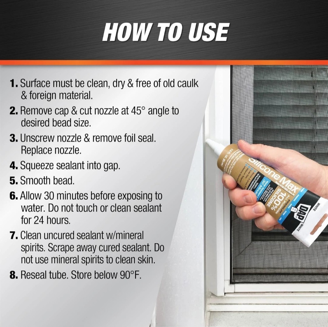 NEW DAP Waterproof Clear Silicone Max Window, Door And Siding 2.8oz Home Repair
