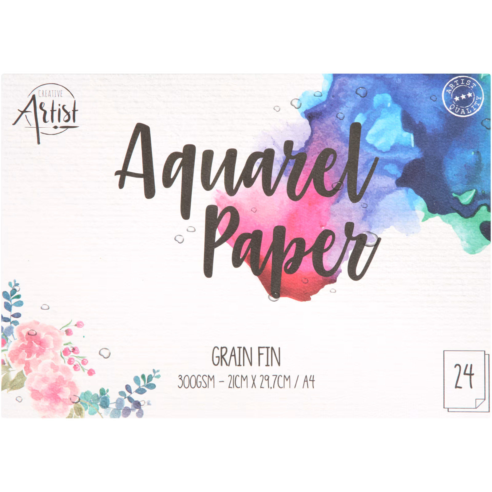 Aquarel Artists Watercolour Paper A4 24 Sheets 300gsm