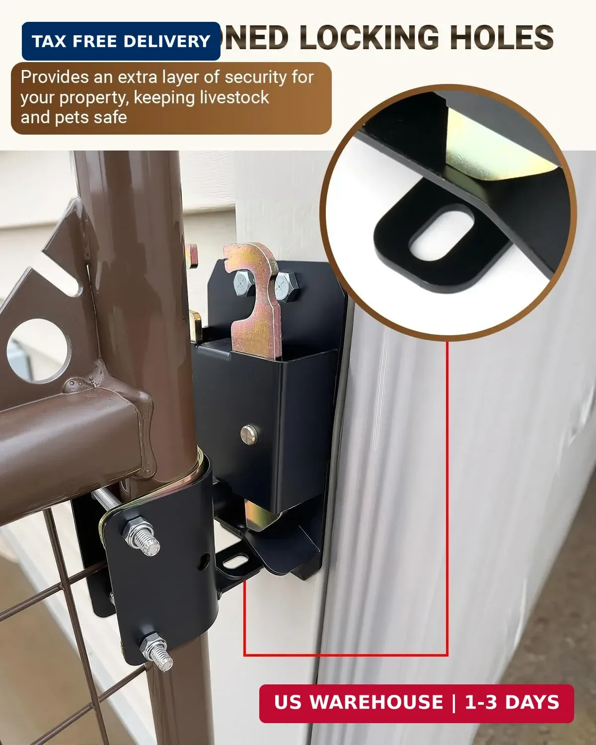 2 Way Farm Gate Latch, 2PC Heavy-Duty Fence Gate Latch with Self-Locking Nut, Bl