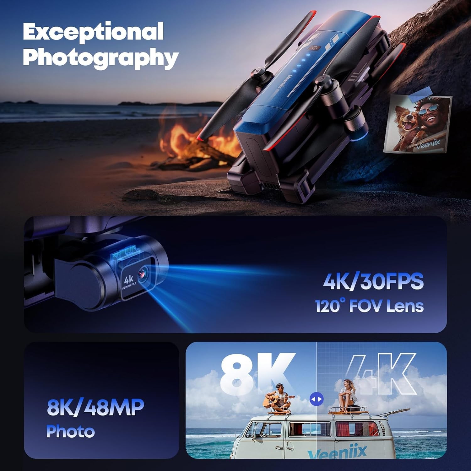 V11PRO Drone 8K Camera 48MP 3 Axis Gimbal Quadcopter