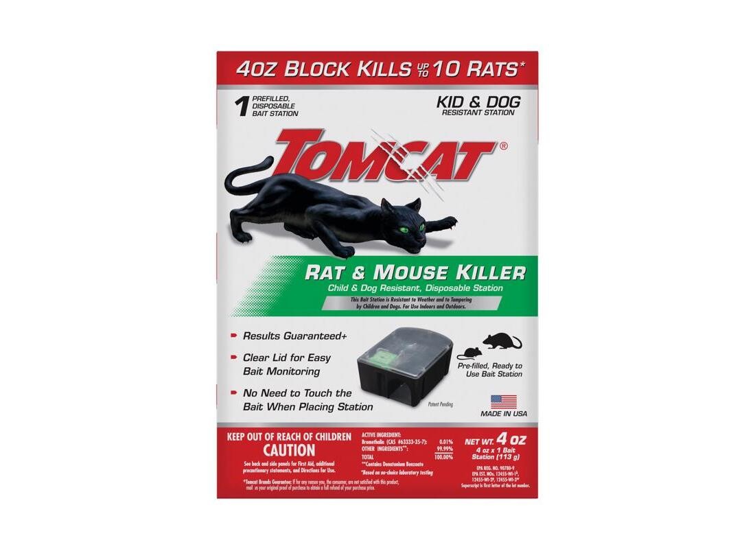 Disposable Rat and Mouse Killer, 4 oz Bait, 1 -Opening, Plastic, Black/Clear