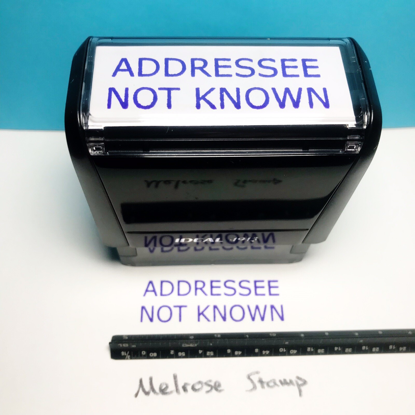 Addressee Not Known Rubber Stamp Purple Ink Self Inking Ideal 4913
