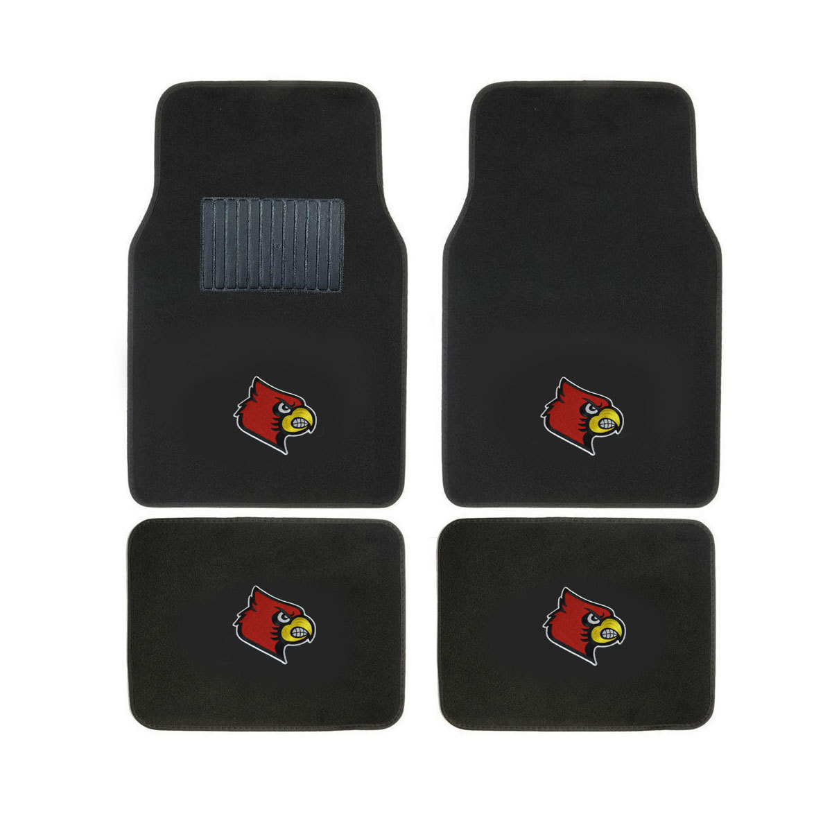 New 4pcs NCAA Louisville Cardinals Car Truck Front Rear Carpet Floor Mats Set