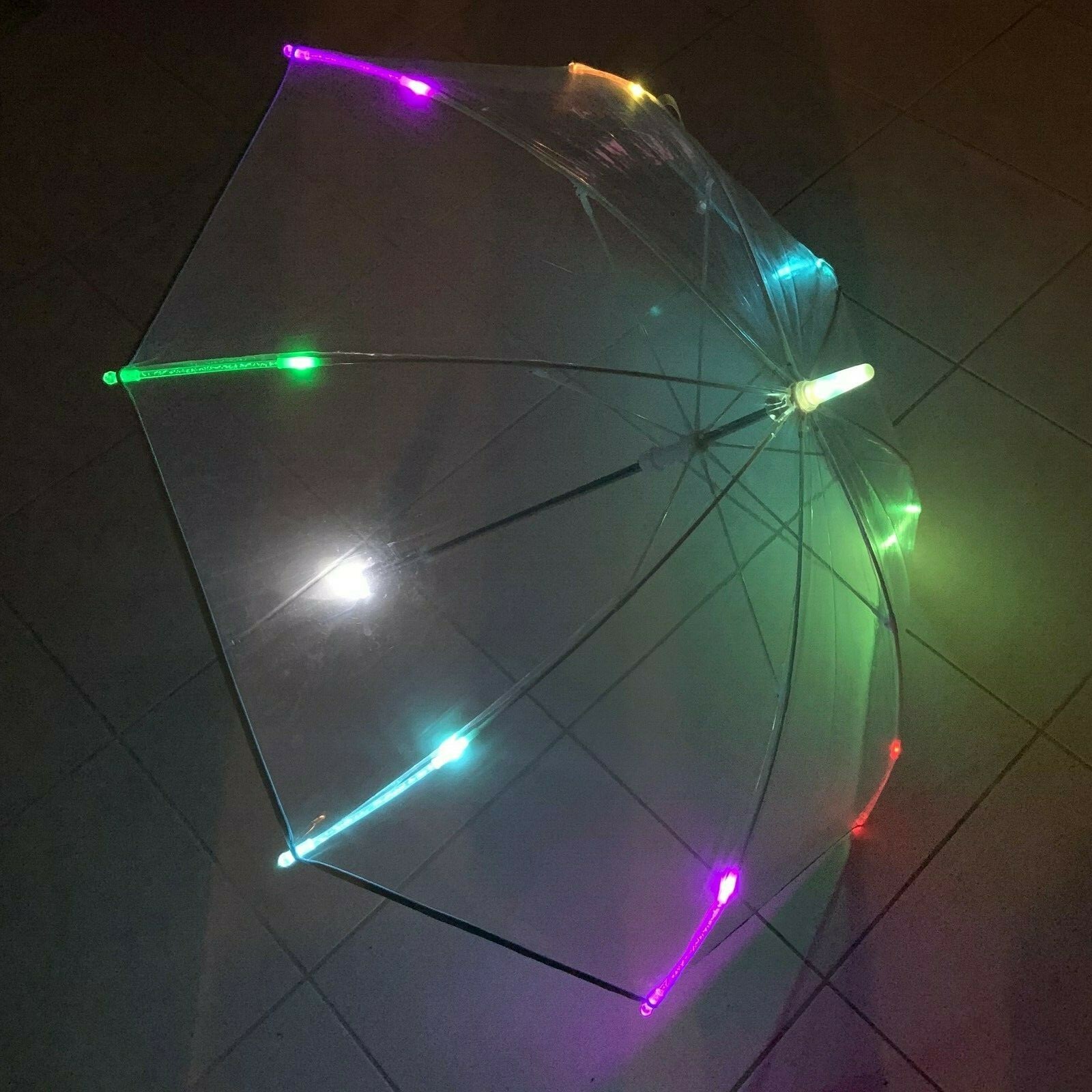 ENAPY Transparent Flashing LED Rain Umbrella w/ Flashlight & Carry Bag