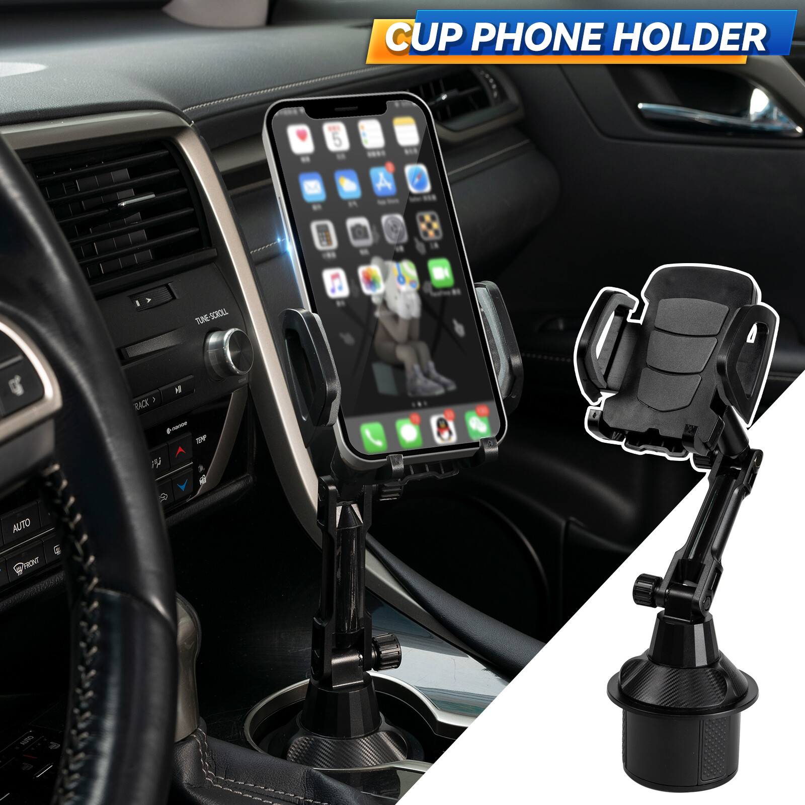 Upgraded Version Universal Adjustable Car Mount Cup Stand Holder For Cell Phone