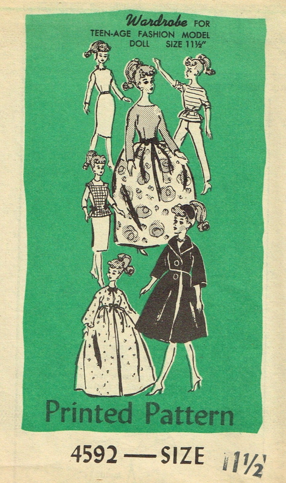 Barbie DOLL Patterns Size 11.5" ~6 patterns~ Vintage Mail Order