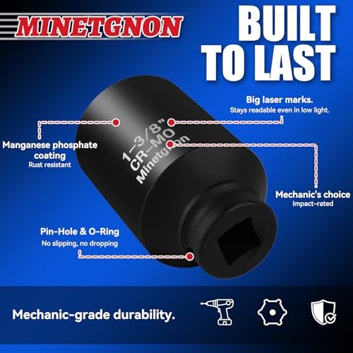 6 Point Impact Socket CR-MO 1-3/8 Deep 1/2 Drive Impact Socket