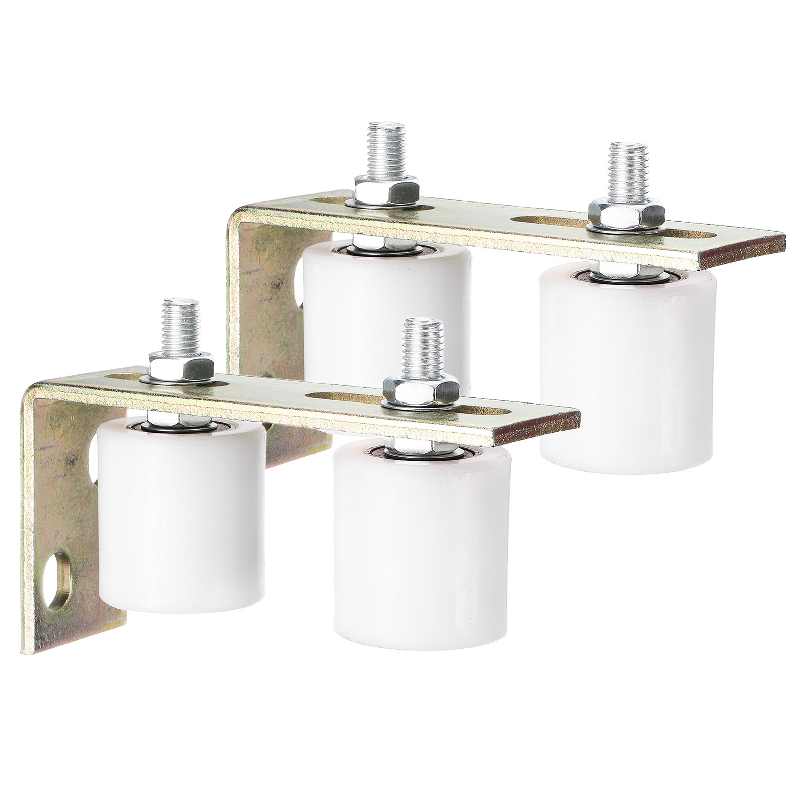 4Pcs Slide Gate Guide Roller 2" Nylon Gate Support Rollers with Bracket, White