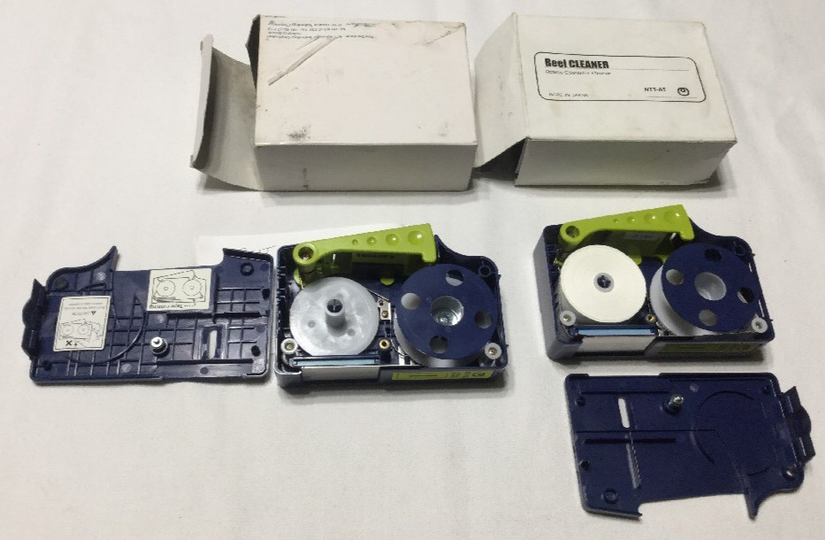 2x NTT-AT OPTIPOP REEL CLEANER OPTICAL CONNECTOR CASSETTE CLEANING TOOL
