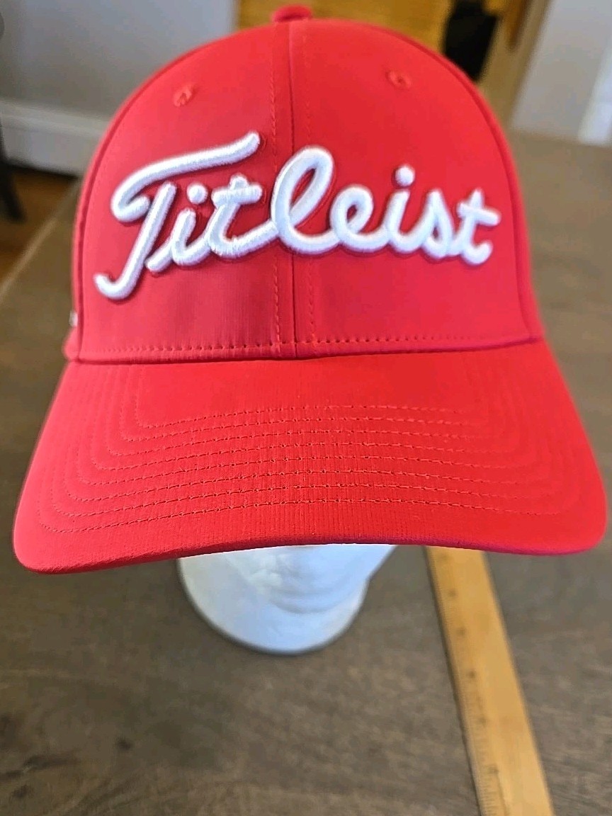 Titleist Cap Hat Red White Embroidered LL Adjustable Strap Back See Pics/Descr