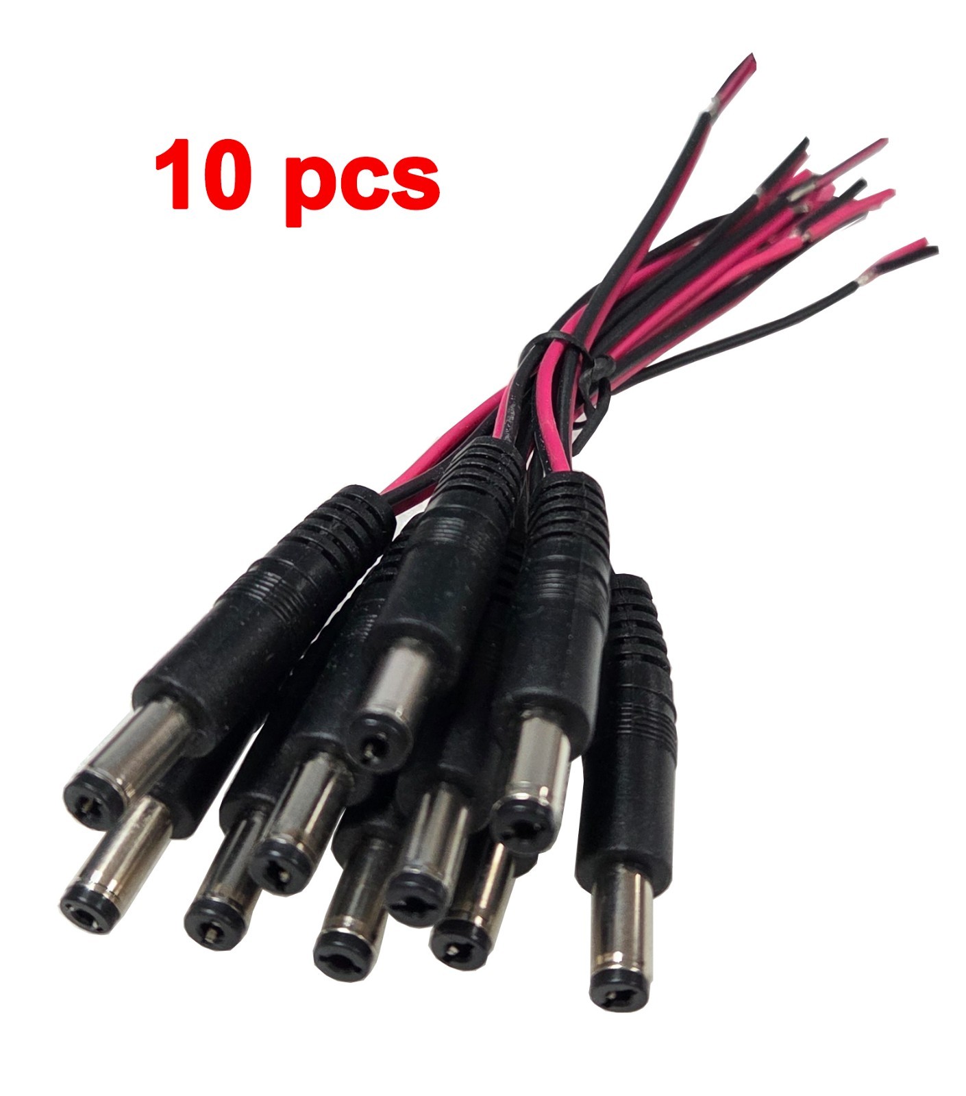 10x DC Power Pigtail Cable – Male Plug Connector (5.5mm x 2.1mm)