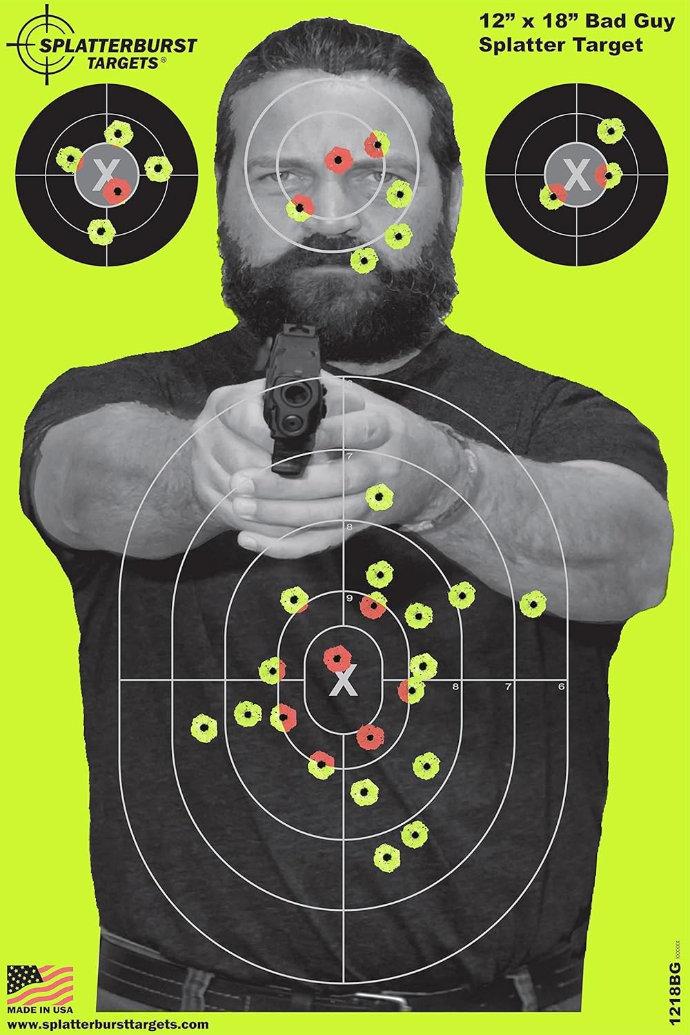 Splatterburst Targets - 12 x18 inch - Bad Guy 50 pack, Bright Yellow/Red