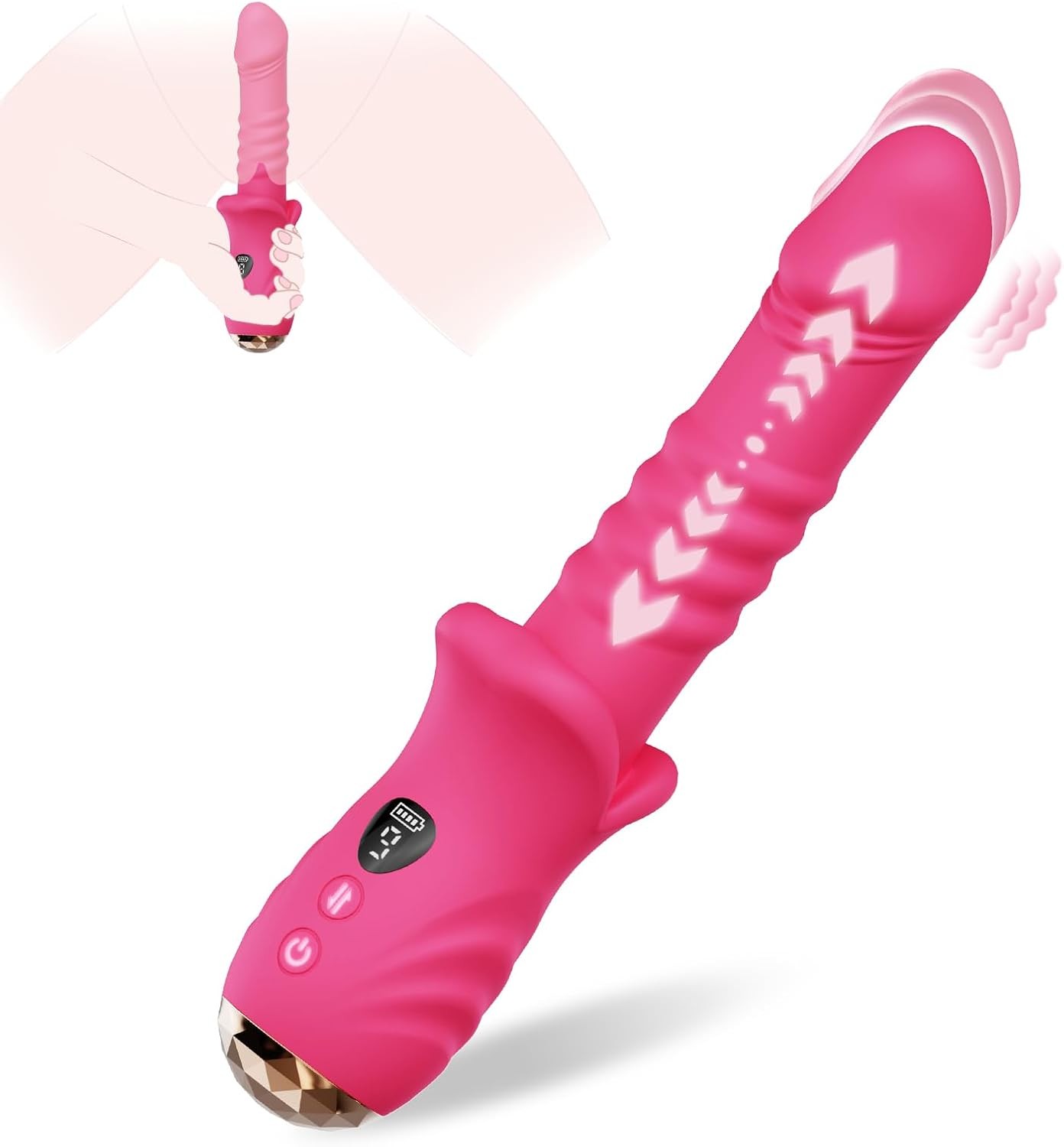 Body-Safe Silicone Thrusting Vibrator for Women - 9 Thrust & 9 Vibration Modes,