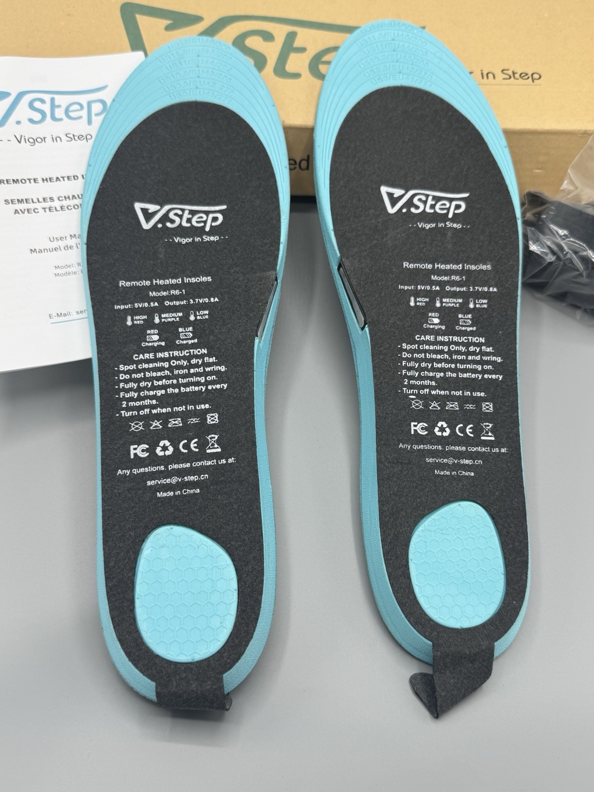 V.Step Heated Chargeable Insoles With Remote Model R6-1 Size Large
